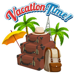 Wall Mural - Vacation time icon with travel element