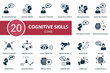 © Mariia - Cognitive Skills set icon. Contains cognitive skills illustrations such as working memory, cognitive flexibility, inhibitory control and more.
