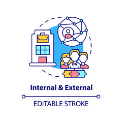Wall Mural - internal and external concept icon. project communication management abstract idea thin line illustr