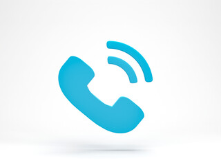 Poster - 3D rendering, 3D illustration. Phone call icon isolated on white background. Telephone receiver simple minimal style.