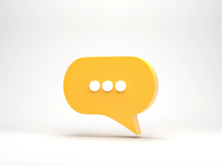 Poster - 3D rendering, 3D illustration. Chat bubble icon isolated on white background. Minimal yellow chat typing. Design element for social media, messages or comment.