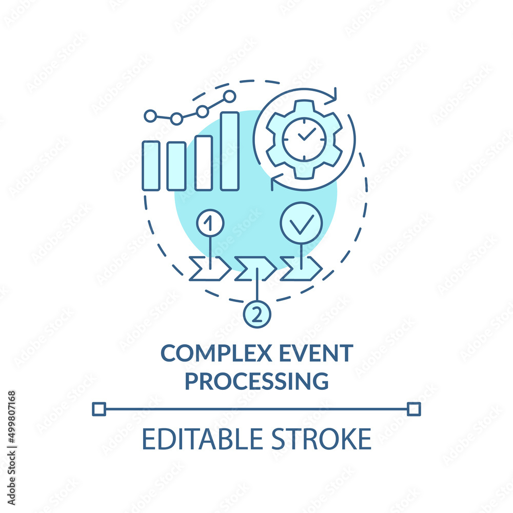 Complex event processing turquoise concept icon. Business intelligence ...