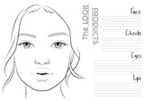 Fototapeta  - Realistic Makeup Artist Face Chart Blank Template. Vector Illustration