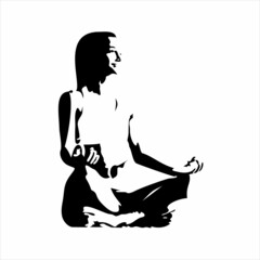 Sticker - Yoga pose vector symbol. Yoga icon