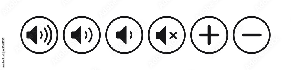 Set of simple volume icons design graphic. Volume Increase, decrease ...