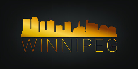 Wall Mural - Winnipeg, MB, Canada Gold Skyline City Silhouette Vector. Golden Design Luxury Style Icon Symbols. Travel and Tourism Famous Buildings.