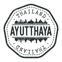 Phra Nakhon Si Ayutthaya District, Phra Nakhon Si Ayutthaya, Thailand Stamp Skyline Postmark. Silhouette Postal Passport. City Round Vector Icon. Vintage Postage Design.