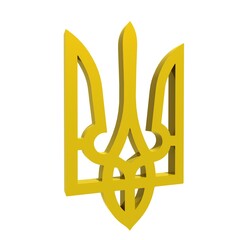 Poster - 3D coat of arms of Ukraine. State symbol.