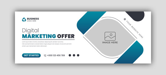 Sticker - Digital marketing facebook cover web banner template