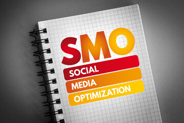Poster - SMO - Social Media Optimization acronym on notepad, internet concept background