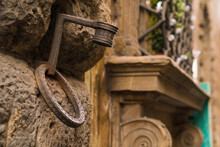 Close Up Of Horse Hitching Post In Italy