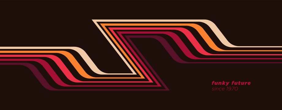 Modish technology background design in retro futuristic style with colorful lines. Vector illustration.