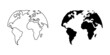 World globe icon. Planet icon set. Global map. Map symbol. World set international earth globe icon vector illustration. Line vector. Vector world map set.
