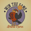 Cartoon emblem of eagle basketball player with retro style