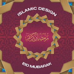 new realistic eid mubarak with octagonal shape pattern and islamic background 