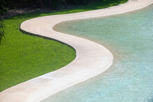 Detail Of A Swimming Pool In The Landscape Of A Public Park In Playa Del Carmen, Mexico