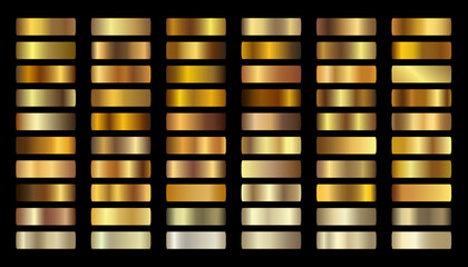Wall Mural - gold gradients vector. golden swatch set vector. metallic gold gradient illustration gradation for b