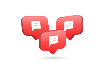 Fototapete - 3d comment icon in modern glossy speech bubble for social media notifications icons - chat message bubbles social network reactions	