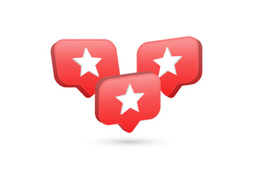 Fototapete - 3d star favorite icon in modern glossy speech bubble for social media notifications icons - book mark save bubbles social network reactions
