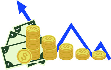 Vector diagram of the concept of economic confrontation trend