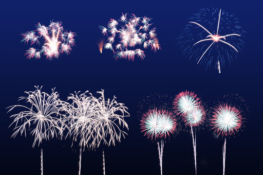 Fireworks isolated on black background. Abstract colorful bright firework. background for celebrate.