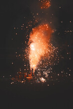 Photograph Of Red Fireworks Taken At Night
