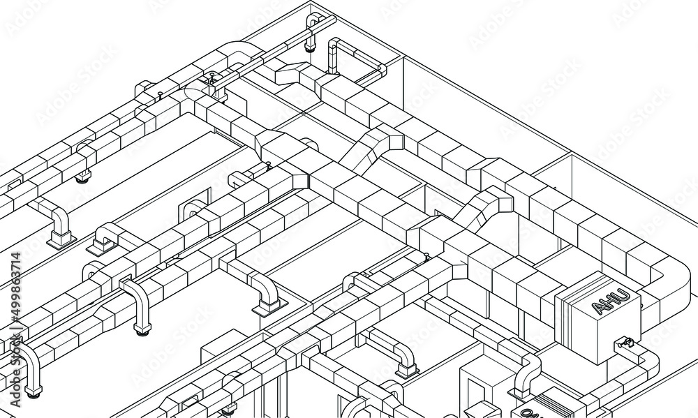 Vector Inline Duct illustration of BIM air ducts design 3d vector Stock Vector | Adobe Stock