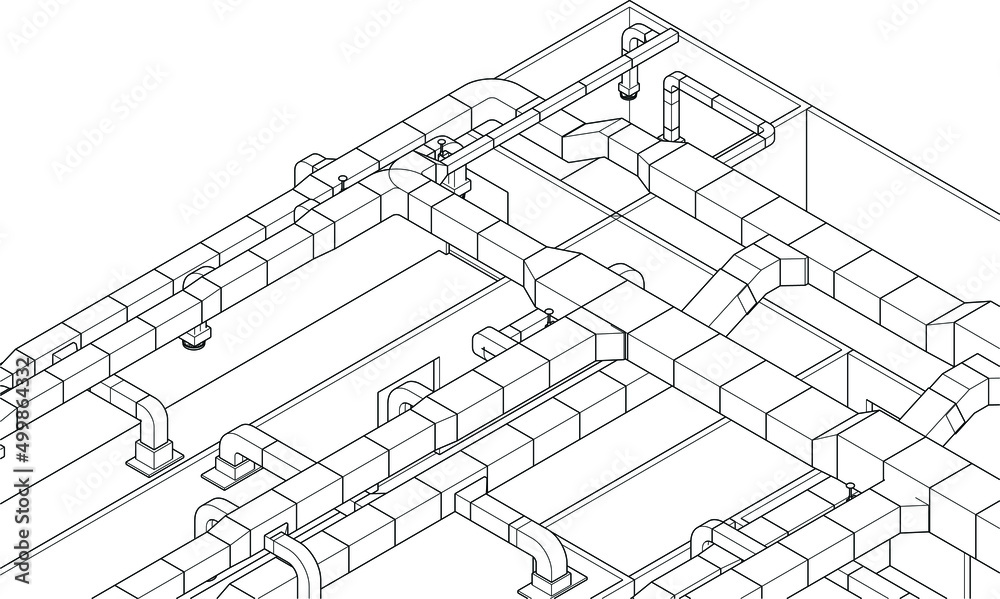 Vector Inline Duct BIM illustration of air ducts design vector Stock Vector | Adobe Stock