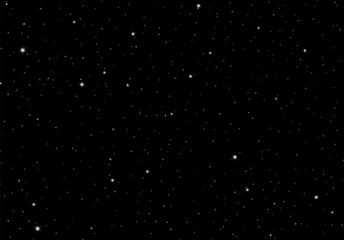 Poster - Starry night abstract background with scattered vector stars in the black sky