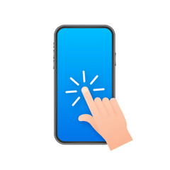 Poster - click smartphone. empty screen, phone mockup. device mockup. cursor icon vector. hand pointer vector