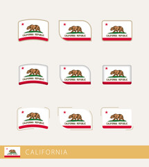 Wall Mural - Vector flags of California, collection of California flags.