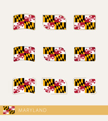 Wall Mural - Vector flags of Maryland, collection of Maryland flags.