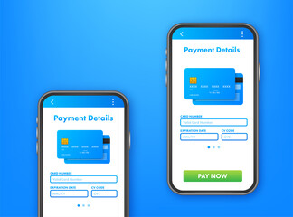 Poster - business card with pay details for web page design. online shopping. credit card. online store. vect