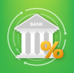 Poster - bank deposit and percent sign. online banking. business financial investment. vector stock illustrat