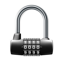 Combination Lock, School Locker Room Code Padlock Icon, Keyless Cylindrical Lock, Vector