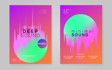 House Flyer. Abstract Background For Set Layout. Wavy Trance Banner. Cool Art For Invitation. Sound And Nightlife Concept. Rainbow House Flyer