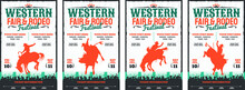 Four (4) Rodeo Event Posters. Each Has A Different Silhouette. A Saddle Bronc Rider, A Bareback Rider, And 2 Bull Riders.