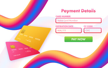 Poster - business card with pay details for web page design. online shopping. credit card. online store. vect