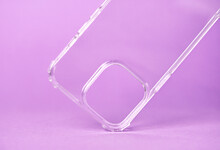 Close-up Of A Transparent Silicone Case For A Smartphone On A Very Peri Background.