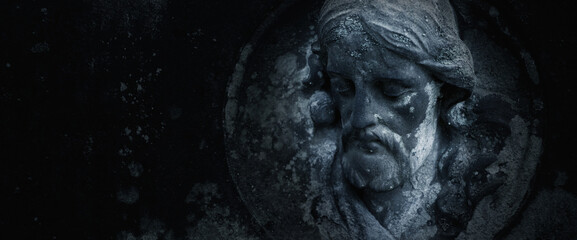 Fototapete - Jesus Christ. Fragment of an ancient statue. Copy space.