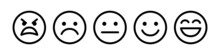 Rating Scale Or Pain Scale In The Form Of Emoticons. Vector Clipart Isolated On White Background.