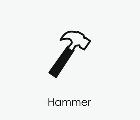 Poster - Hammer vector icon. Editable stroke. Symbol in Line Art Style for Design, Presentation, Website or Apps Elements, Logo. Pixel vector graphics - Vector