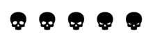Black Skull Icons Set Isolated On White Background. Death Logo, Symbol, Sign. Pirate. Symbol. Vector Graphic.