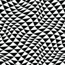 Warped Checkered Triangles Pattern. Vector Seamless Pattern
