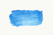 Blue Watercolor Brush Stroke Texture On White Background