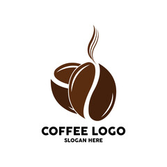 Wall Mural - coffee bean drink logo design in brown color vector illustration