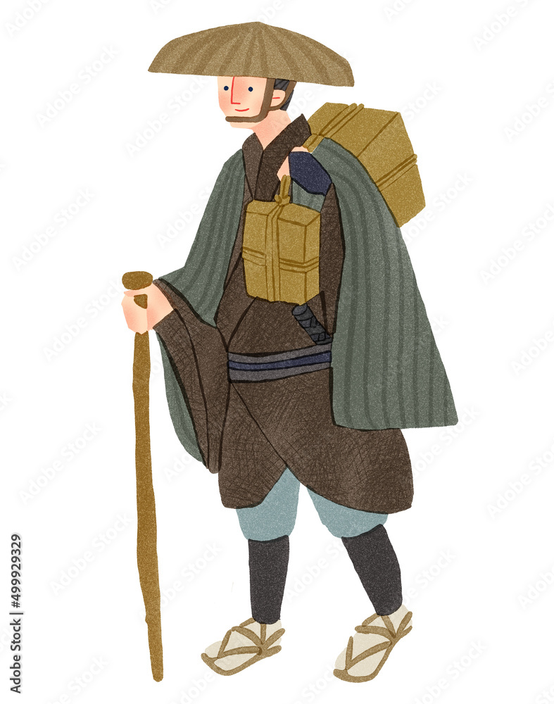 昔の旅人 手描きイラスト Stock Illustration | Adobe Stock