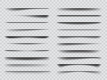 Realistic Overlay Transparent Shadow Effects. Isolated Vector Black Or Grey Shade Stripes With Soft Edges, Mockup Elements. Set Of Abstract Panel Or Bar Shadows 3d Object