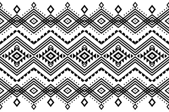 Geometric ethnic oriental seamless pattern traditional Design for background,carpet,wallpaper.clothing,wrapping,Batik fabric,Vector illustration.embroidery style - Sadu, sadou, sadow or sado