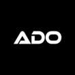 ADO letter logo design with black background in illustrator, vector logo modern alphabet font overlap style. calligraphy designs for logo, Poster, Invitation, etc.